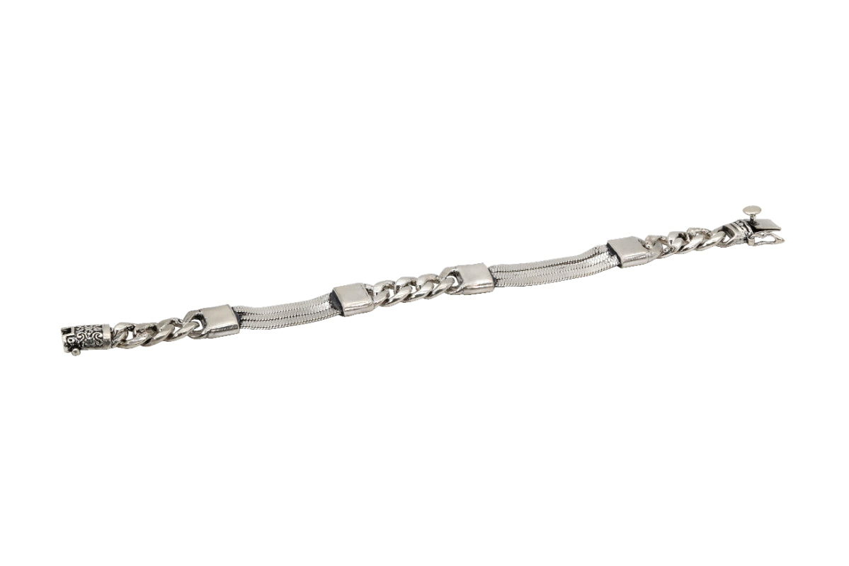 Mixed Link Silver Bracelet