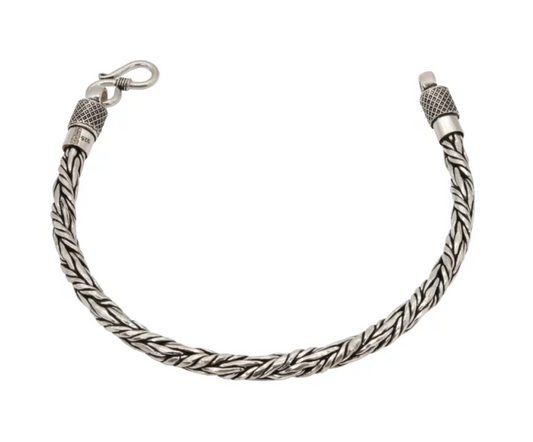 Oxidised 92.5 Hallmark Silver Braided Bracelet