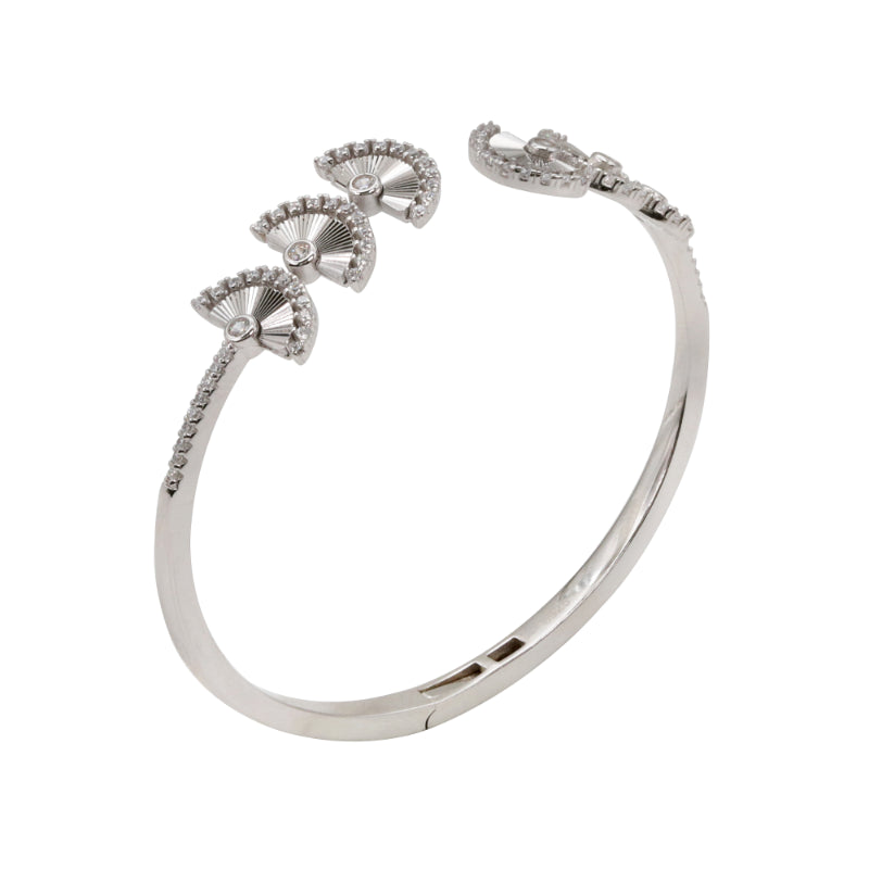 92.5 Hallmark Silver Cubic Zirconia Fan Motif Bracelet