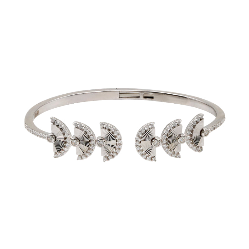 92.5 Hallmark Silver Cubic Zirconia Fan Motif Bracelet