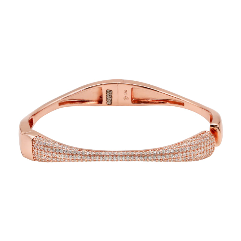 92.5 Hallmark Rose Polished Silver Cubic Zirconia Bracelet