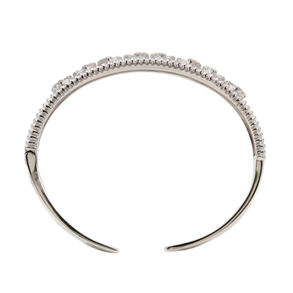 92.5 Hallmark Silver Ribbed Cuff Bracelet with Cubic Zirconia