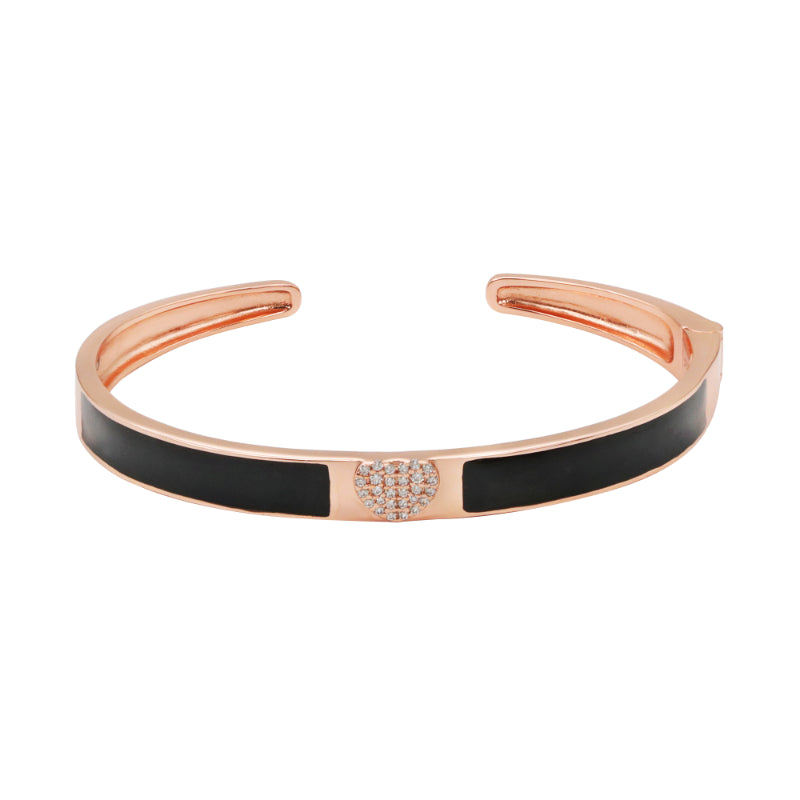 92.5 Hallmark Rose Polished Silver Heart & Enamel Bracelet