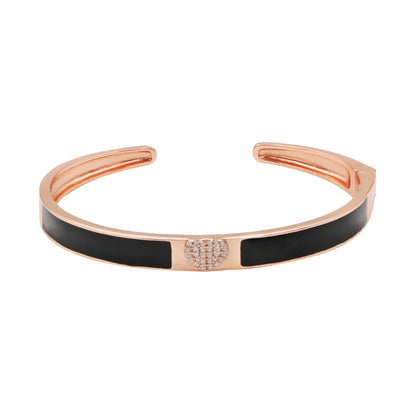 92.5 Hallmark Rose Polished Silver Heart & Enamel Bracelet