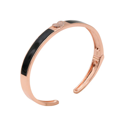 92.5 Hallmark Rose Polished Silver Heart & Enamel Bracelet