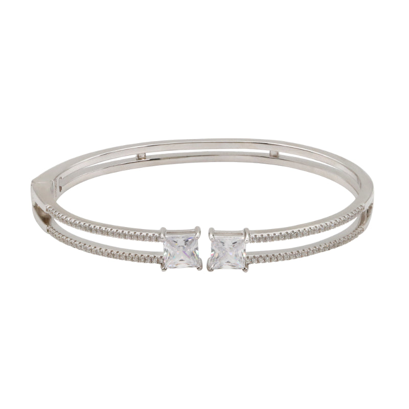 92.5 Hallmark Silver Double-Band Cubic Zirconia Bracelet