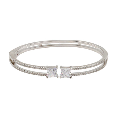 92.5 Hallmark Silver Double-Band Cubic Zirconia Bracelet