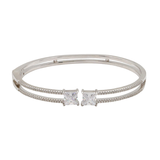 92.5 Hallmark Silver Double-Band Cubic Zirconia Bracelet