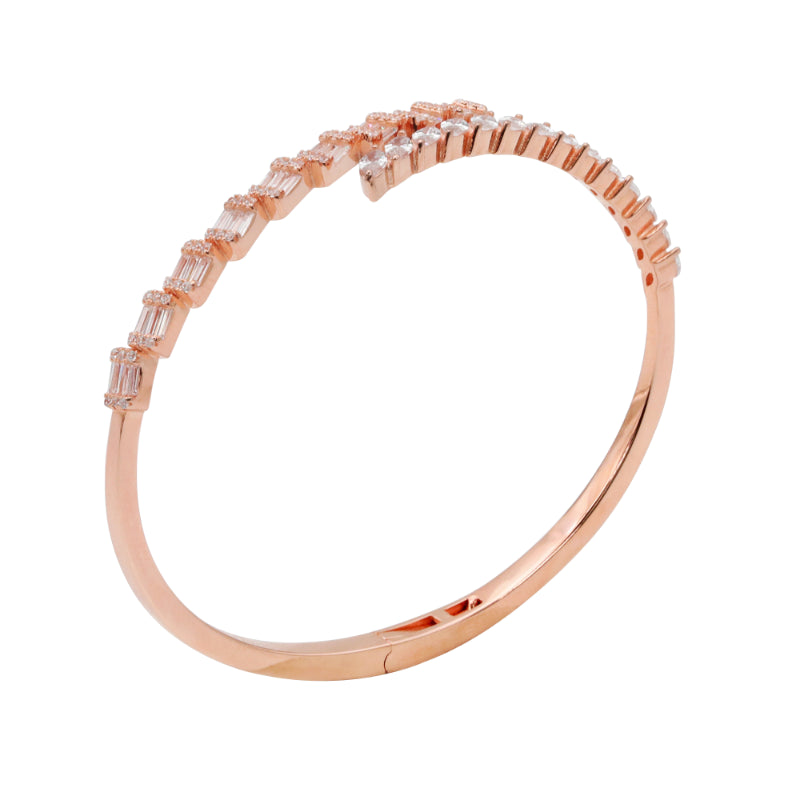 92.5 Hallmark Rose Polished Silver Cubic Zirconia Baguette Bracelet