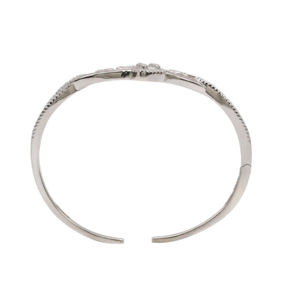 92.5 Hallmark Silver Cubic Zirconia and White Enamel Floral Bracelet