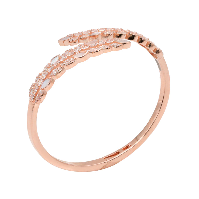 92.5 Hallmark Rose Polished Silver Floral Cubic Zirconia Bracelet