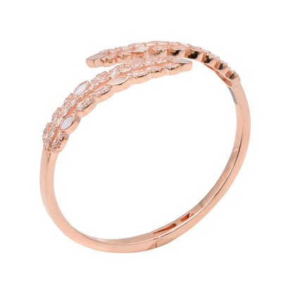 92.5 Hallmark Rose Polished Silver Floral Cubic Zirconia Bracelet