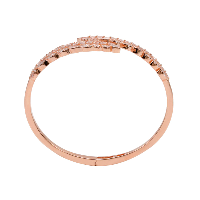 92.5 Hallmark Rose Polished Silver Floral Cubic Zirconia Bracelet