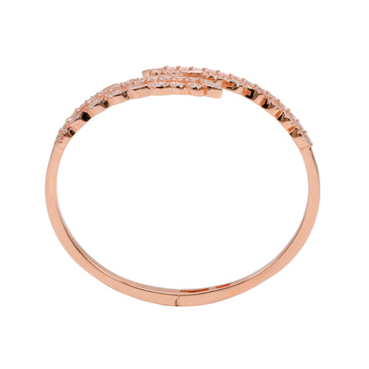 92.5 Hallmark Rose Polished Silver Floral Cubic Zirconia Bracelet