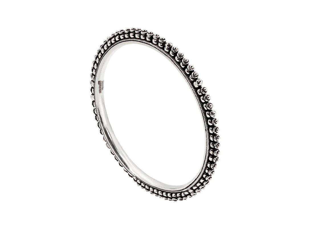 Ladies Silver Beaded Bangles
