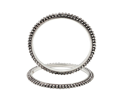 Ladies Silver Beaded Bangles