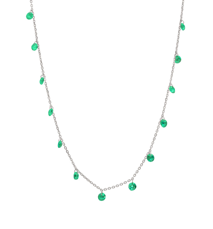 Emerald Dewdrop Silver Chain