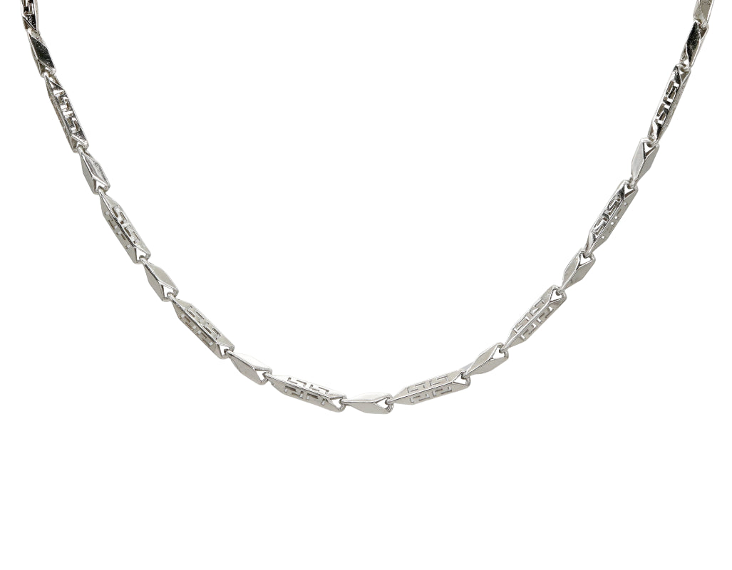 Engraved Edge Silver Chain
