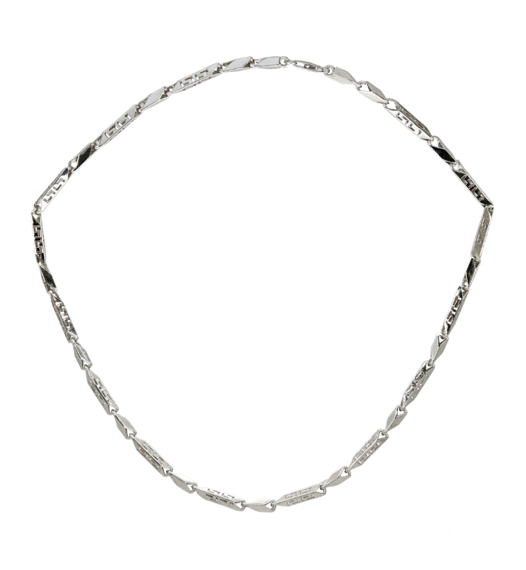 Engraved Edge Silver Chain