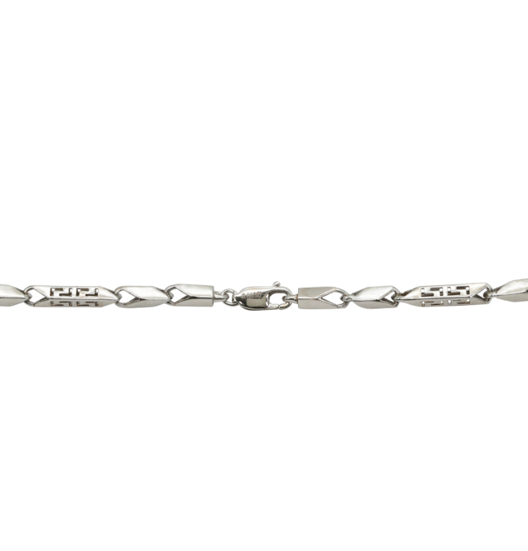 Engraved Edge Silver Chain