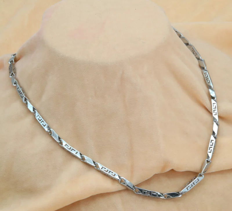 Engraved Edge Silver Chain
