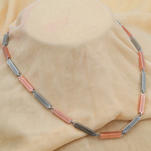 Urban Grid Dual-Tone Silver Chain