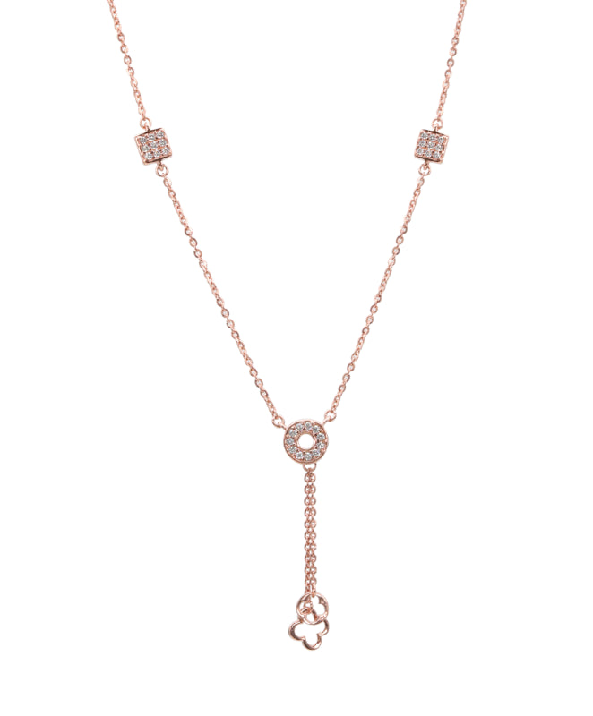 Rose Polished Silver CZ Clover Drop