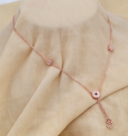 Rose Polished Silver CZ Clover Drop