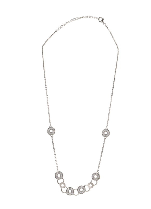 Silver CZ Circle Station Chain pendant