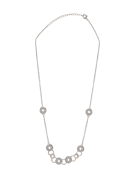 Silver CZ Circle Station Chain pendant