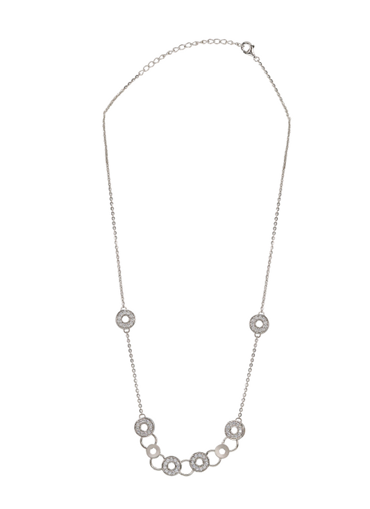 Silver CZ Circle Station Chain pendant