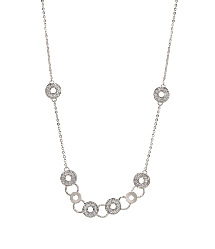 Silver CZ Circle Station Chain pendant