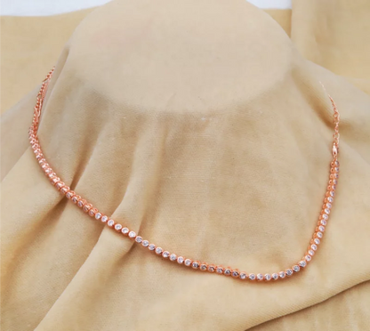 Rose Polished Silver CZ Tennis Layered