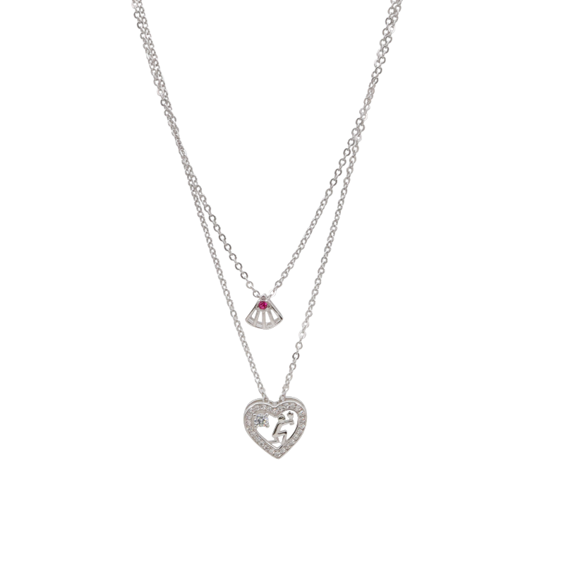 Dual Heart & Eye Layered Necklace