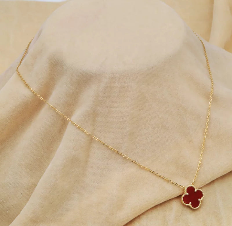 Lucky Clover Crimson Chain Pendant