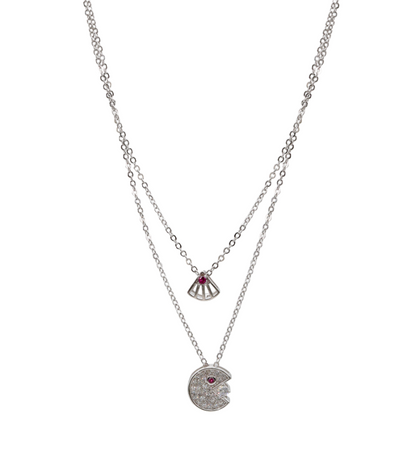 Crimson Crescent Layered Chain Pendant