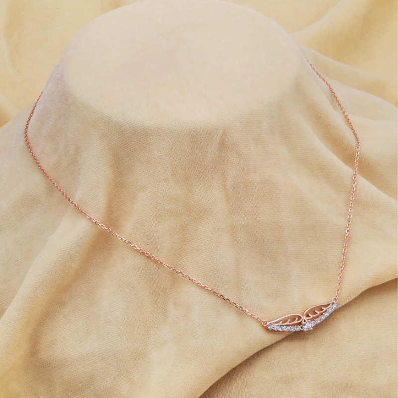 Rose-Glow Wings Chain Pendant