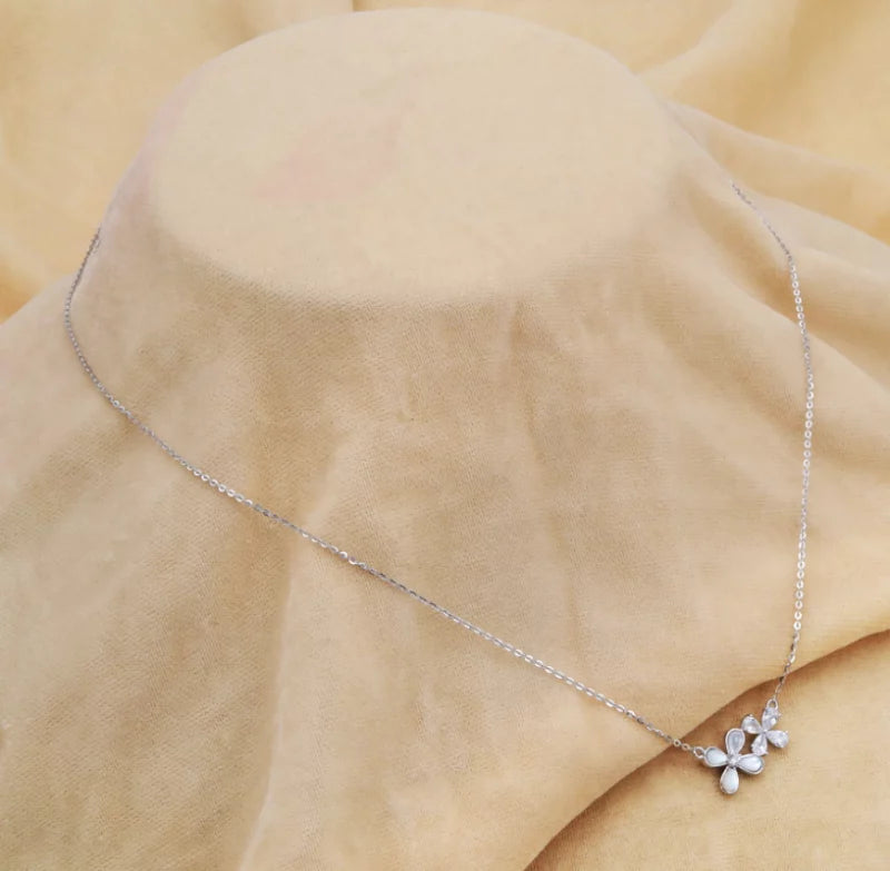 Twin Blooms Pearl Chain Pendant