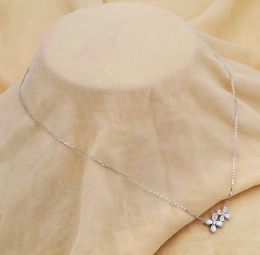 Twin Blooms Pearl Chain Pendant