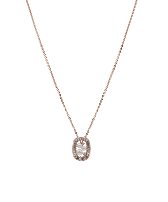 Rose-Glow Pearl Halo Chain Pendant