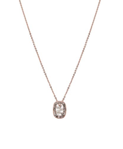 Rose-Glow Pearl Halo Chain Pendant