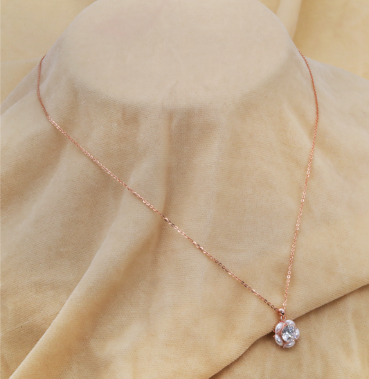 Rose-Glow Starburst Chain Pendant