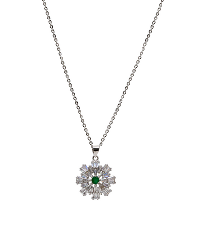 Radiant Emerald Bloom Chain Pendant