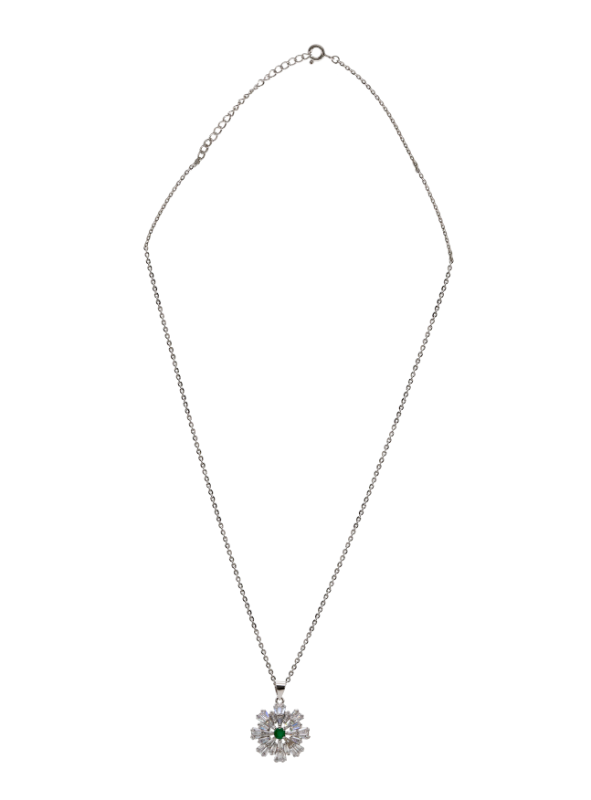 Radiant Emerald Bloom Chain Pendant