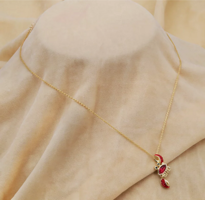 Golden Crimson Swirl Chain Pendant