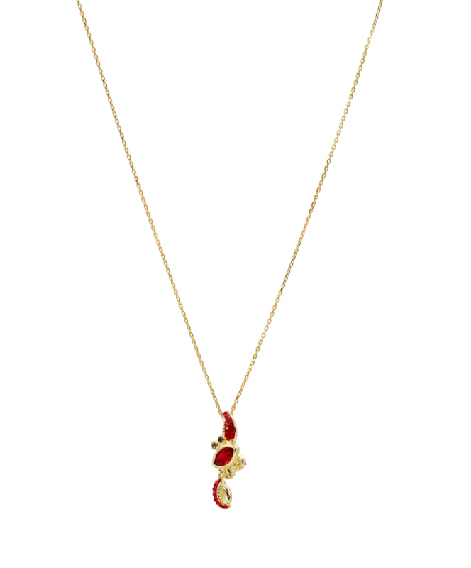 Golden Crimson Swirl Chain Pendant