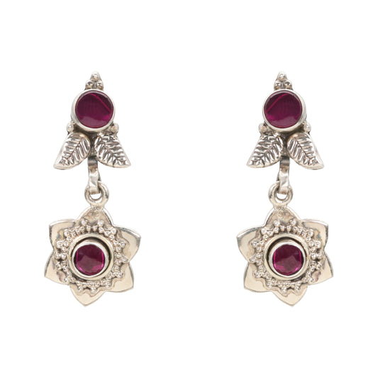 Scarlet Leaf Bloom Earrings