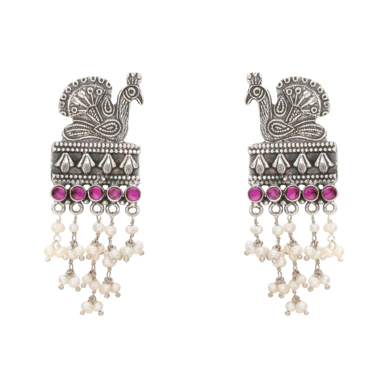 Regal Peacock Cascade Earrings
