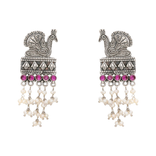 Regal Peacock Cascade Earrings