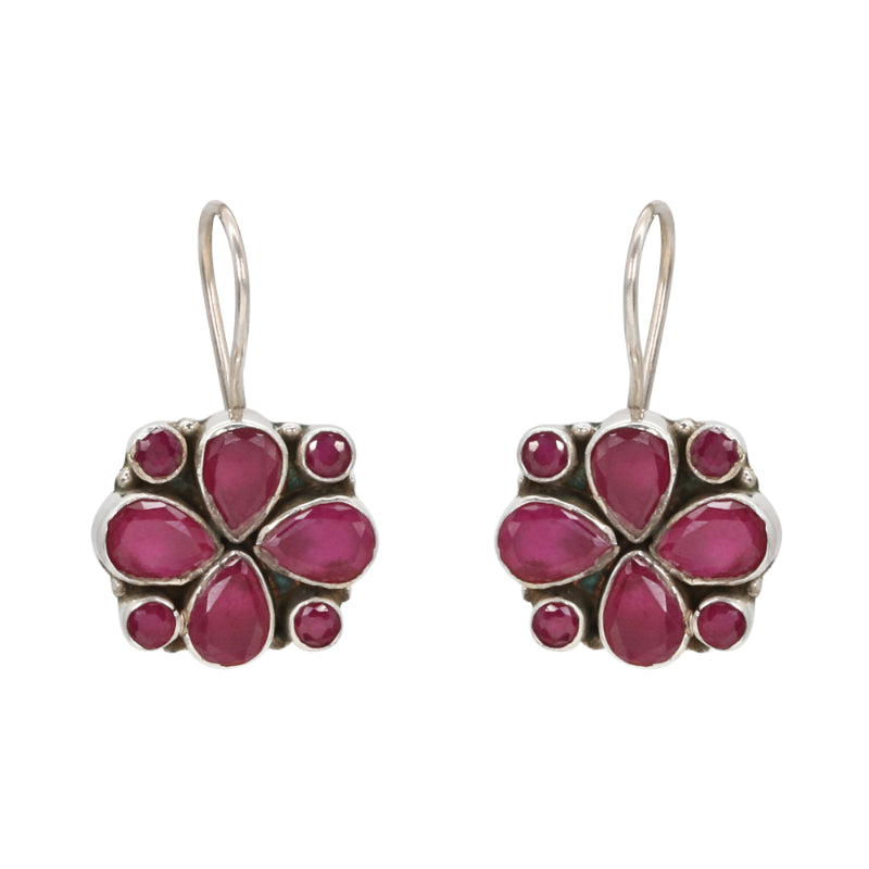 Ruby Bloom Silver Stud Drops